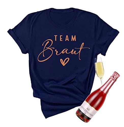JGA T Shirt Team Braut Tshirt Frauen Junggesellenabschied T-Shirt Brautjungfer Tshirt(M Dunkelblau Team Braut)