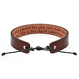 JoycuFF Gifts for Dad Son Brother Friends Inspirational Leather Bracelets for Men Christmas Birthday