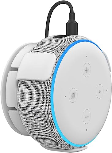 Soporte de pared PT62-E blanco para Echo Dot 3 y 4 que optimiza el sonido del altavoz