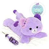 Onsoyours Original Heatable & Weighted Lavender Cat Stuffed Animals, 1.65 Lbs Microwavable Kitten Plushie for Warmth & Comfort - Cute Plush Toys for Kids and Adults