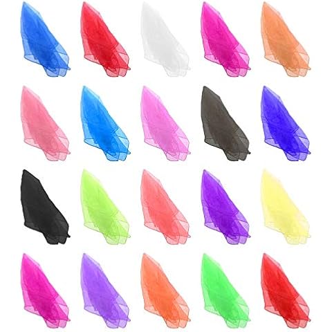 FOGAWA 20Pcs Sensory Scarves for Babies Juggling Scarves Coloured Dance Scarfs Magic Silk Performance Props Accessories for Kids Children Toddler Games 60 x 60 cm Square Cover
