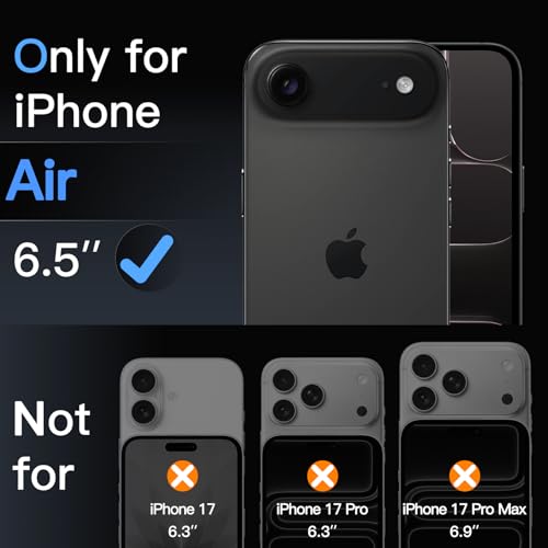 Image of JETech Camera Lens Protector for iPhone Air, Full Coverage 9H Tempered Glass Ring Cover, Matte Metal Plate, Case Friendly, 1-Pack, 6.5-Inch Display (Black)
