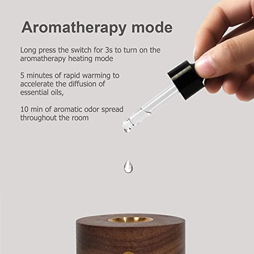 Portable Essential Oil Diffuser, Wood Aromatherapy With Warm Light, Battery Operated for Home (Black Walnut), One Size (NO-HB005) - Image 4