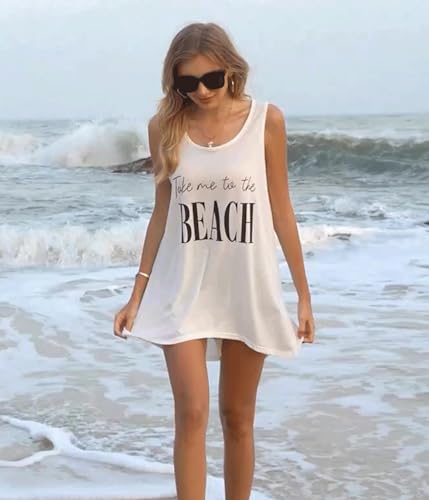 Image of elescat Womens Swimsuit Cover Up Summer Sleeveless T Shirt Beach Dress Tank Bikini Coverups 2026