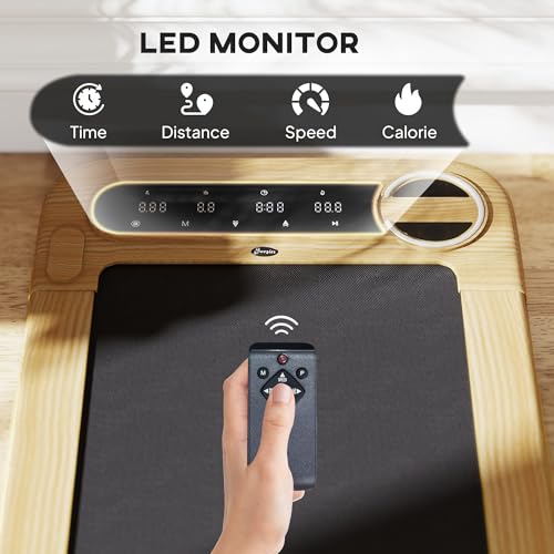 Image of 17x43 inch Premium Space-Saving Portable Under Desk Treadmill Featuring Remote Control Bluetooth Speaker Wheels led Display