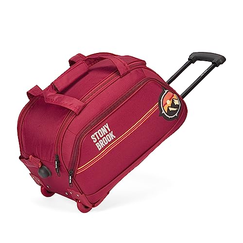 Image of Stony Brook by Nasher Miles Sunset Polyester Cabin Small 52 cm Maroon Wheel Duffel Bag for Travel | Duffle Bag with Trolley