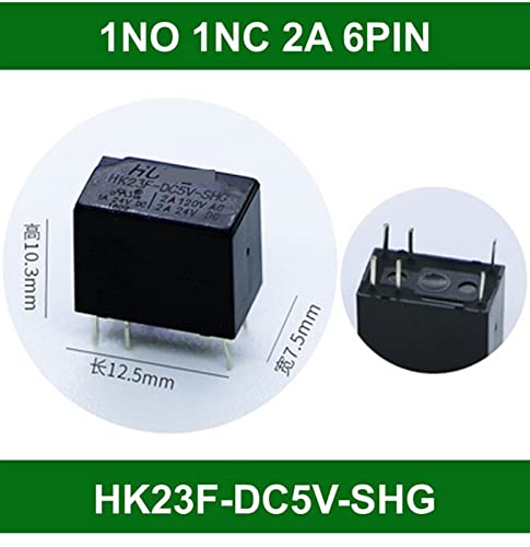Relés HK23F-DC5V relé miniatura de 6 pines 2A para control de corriente continua. 2