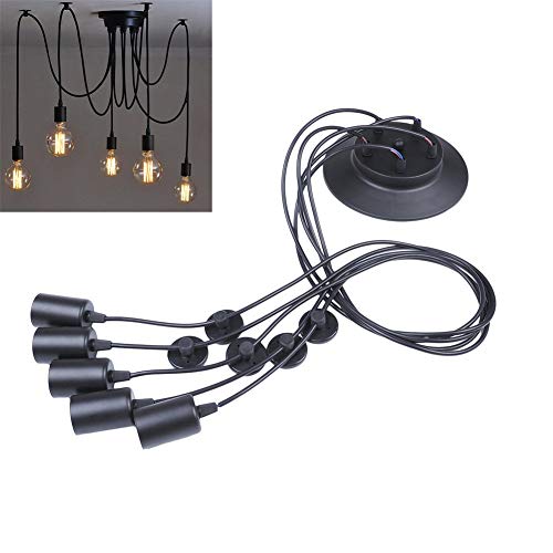 E27 Creative Edison kroonluchter antieke DIY kroonluchter 5 koppen lampen vintage industriële plafondlamp hanglamp lamp… - Afbeelding 3