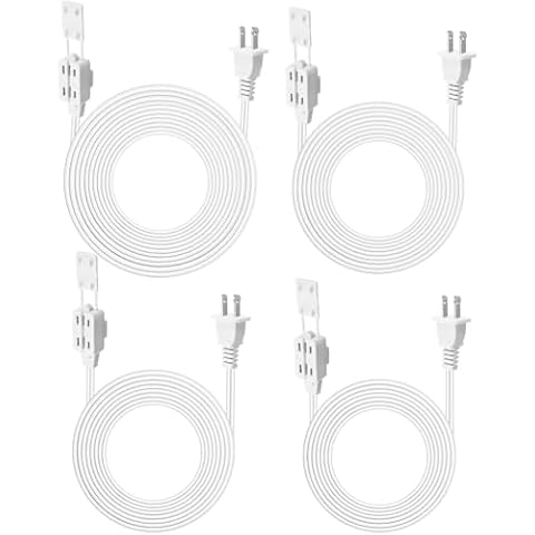 Xuhal 4 Pcs 2 Prong Extension Cord, 6ft, 9ft, 12ft and 15ft 3 Outlet Indoor Extension Cord White Extension Cord with Safety Outlet Cover Polarized Plug for Christmas Halloween Holiday Light, White Cover