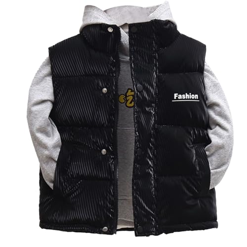 Boys Girls Hooded Puffer Vest Kids Winter Lightweight Sleeveless Zipper Up Fleece Puffy Weighted Solid Down Line Jacket2
