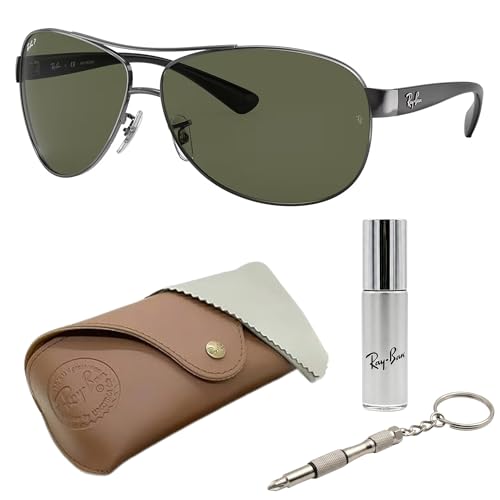 Image of Ray-Ban RB3386 Pilot Shaped Sunglasses for Men with Official RAYBAN Eyewear Kit