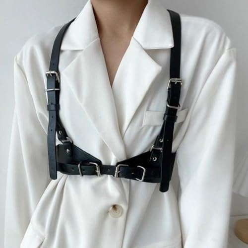 Punk Belt Strap Faux Leather Wide Black Waist Halloween Cosplay Rave Sccessories Body Punk Goth Belt Harness for Women Fashion3