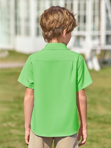 Image of Haloumoning Boys Short Sleeve Dress Shirts Button Down Formal Uniform Shirt