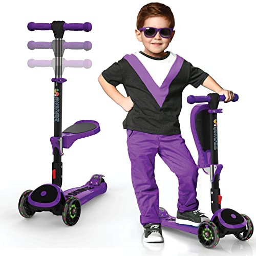 SKIDEE Kick Scooter for Kids 3-5 | Foldable 3 Wheel Scooter with Lean-to-Steer, Adjustable Height, Removable Seat & LED Light Wheels | Toddler Scooter for 3 to 12 Year Old Boys/Girls by SKIDEE - Used condition - US$36.57