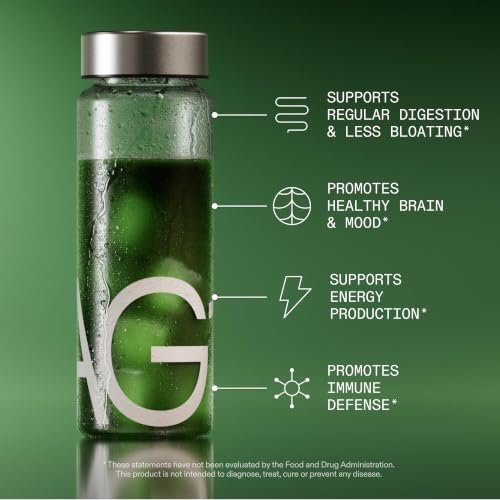 AG1 Greens Powder Probiotic with Vitamin B12 and CoQ10, Travel Packs 7ct