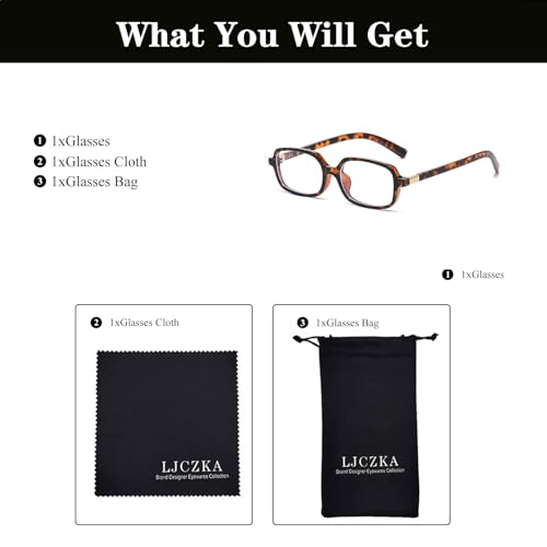 Image of LJCZKA Rectangular Blue Light Blocking Glasses for Women Men Retro Small Square Frame Anti Eyestrain Computer Eyeglasses
