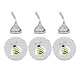 Andaz Press Chocolate Drop Labels Stickers Single, Baby Shower, Bumblebee Bee, 216-Pack, for Kisses...