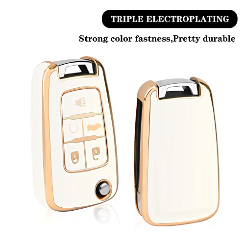 Image of QBUC for Chevy Key Fob Cover Case with Keychain for Chevrolet Buick Camaro Cruze Equinox Malibu Impala Spark Sonic GMC
