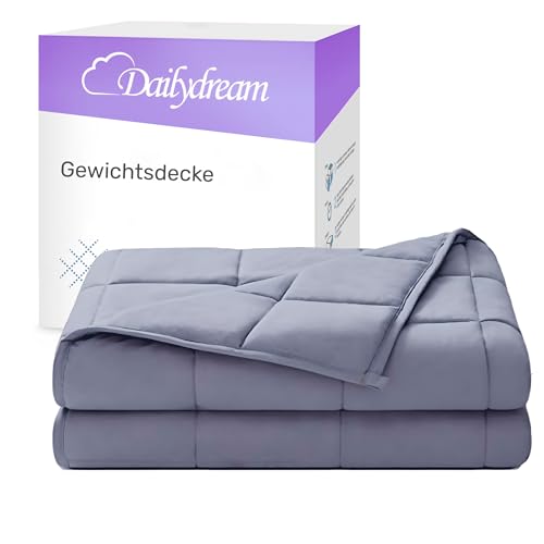 Dailydream Therapie Gewichtsdecke | 135x200 | 4 5 kg | Grau | aus 100% Baumwolle | mit Glasperlenfüllung | schwere Decke zum Schlafen | Weighted Blanket | Therapiedecke | Körpergewicht bis 52 kg