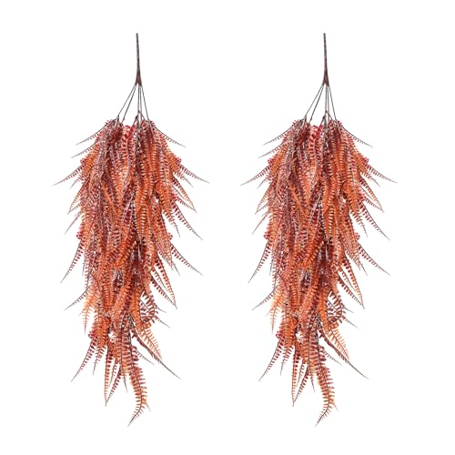 MIPIACE 2 Piezas Plantas Artificiales Colgantes 70cm Planta Colgante Artificial Guirnalda Flores Colgantes para Cocina Jardín Balcón Sala de Estar (Marrón)