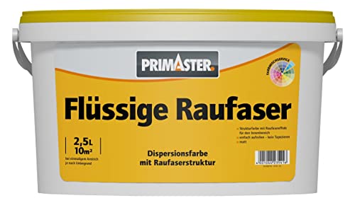 Primaster Flüssige Raufaser 2,5L Weiß Flüssigtapete Strukturfarbe Streichtapete Cover