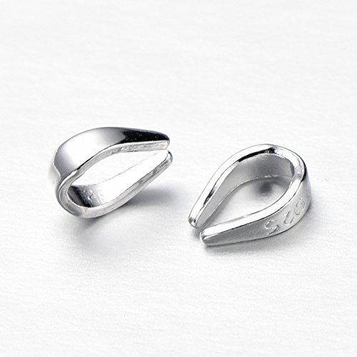 Sterling Silver 925 Necklace Pendant Snap Bails- Hypoallergenic (925 Platinum, 5.5mm)