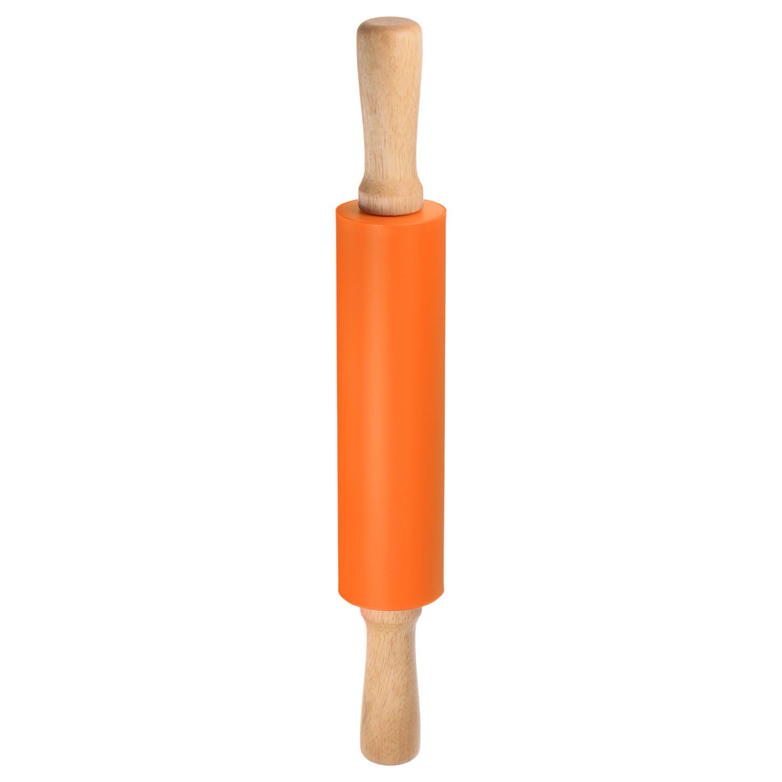 sourcing map Silicone Rolling Pins for Baking 15 Inch Wooden Handle Non Stick Rolling Pin Small Roller Playdough Rolling Pins for Dough Pizza Pastry Fondant Kitchen, Orange