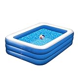 [Diseño Científico Y Razonable A Prueba De Fugas]: piscina hinchable rectangular está equipada con 3 cámaras de aire independientes y la estructura es más sólida. puede soportar el peso extra, incluso si el adulto se sienta en la piscina, puede soportar el peso sin colapsar y evitando fugas de aire o agua. ai mismo tiempo, sus amplias paredes laterales son lo suficientemente fuertes como para que no se rompan fácilmente si se frotan contra el suelo.