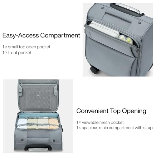 Image of Hanke Softside Expandable Luggage 16 /20 /24 /28 Inch Carry On Luggage for Travel Checked Luggage Suitcases with Wheels & TSA Luggage Large Suitcase, Coffee, 16-Inch Underseat, Underseat Carry on Luggage