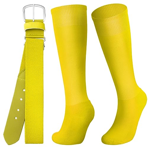 Image of Zhanmai Baseball Belt and Socks Combo, Adjustable Elastic Belt and Softball Socks, Multiple Sizes for Youth Boys Girls, Adult