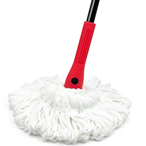 JEHONN 乾湿両用モップ 絞り器付き, 長さ146 cm 回転モッ プ手を汚さない 収納便利, モップ フローリング は硬木タイルの大理石家庭のオフィスキッチンを清潔にするために使用されている（赤）