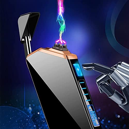 Dual Arc Plasma Electric Lighter, USB Rechargeable Double Arc Flameless Windproof Lighter, with LED Battery Indicator and Gift Box, for Camping Hiking (red)