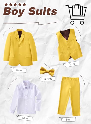 Image of Toddler Suits Slim Fit Suit for Boys,Formal Tuxedo Ring Bearer Outfit Kids Dress Clothes for Wedding,Adjustable Waist
