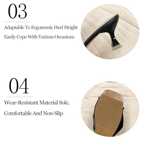 Women's Cross Strap Leather Kitten Heel Slip-On Sandals Fashion Square Open Toe Low Heel Party Mule Sandals for Daily Outdoor Evening Dating4