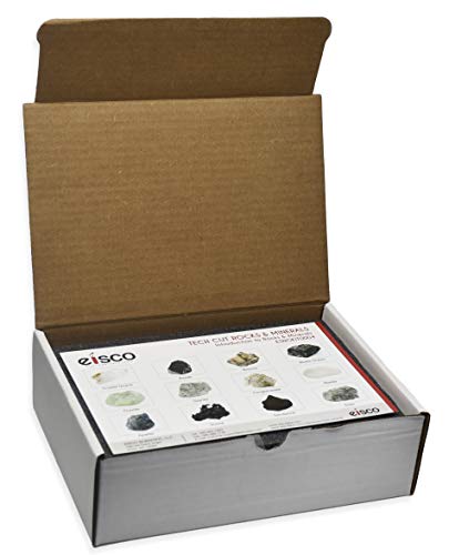 Rock & Mineral Kit, 12 Pieces - Includes Metamorphic, Igneous, Sedimentary Rocks & Minerals - 1" Specimens - Great For Geology Classrooms & Basic Field Testing Labs - Tech Cut Rocks By Eisco Labs #TOP1