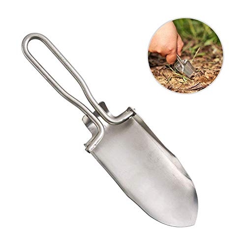 AceCamp Lightweight Mini Stainless Steel Foldable Garden Trowel, Handy Camping Shovel for Gardening and Potting Multi-Tool with Carrying Case