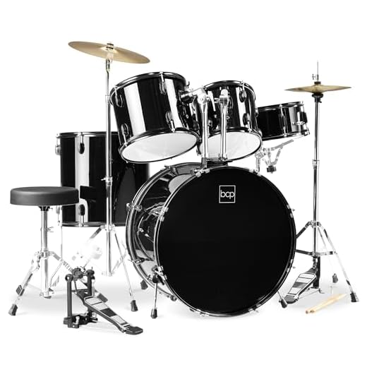 Best Choice Products 5-Piece Full Size Complete Adult Drum Set w/Cymbal Stands, Stool, Drum Pedal, Sticks, Floor Tom (Black)