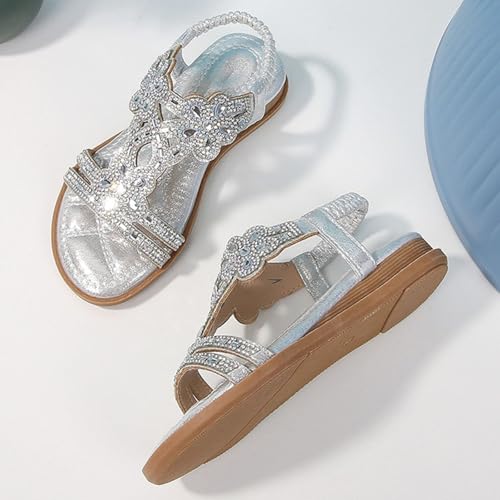 Girls Sparkly Princess Mary Jane Ballet Flats Soft Sole Sandals Kids Glitter Rhinestone Flower Wedding Party Shoes3