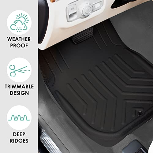 Image of FH Group Faux Leather Deep Dish Car Floor Mats - Trim-to-Fit, Universal Fit Full Set Automotive Floor Mats for Cars, SUVs & Trucks, Durable All-Weather Interior Protection, Black