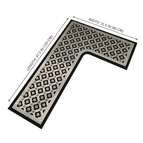 Tapis d'angle lavable en L avec surface résistante à l'eau et à l'huile