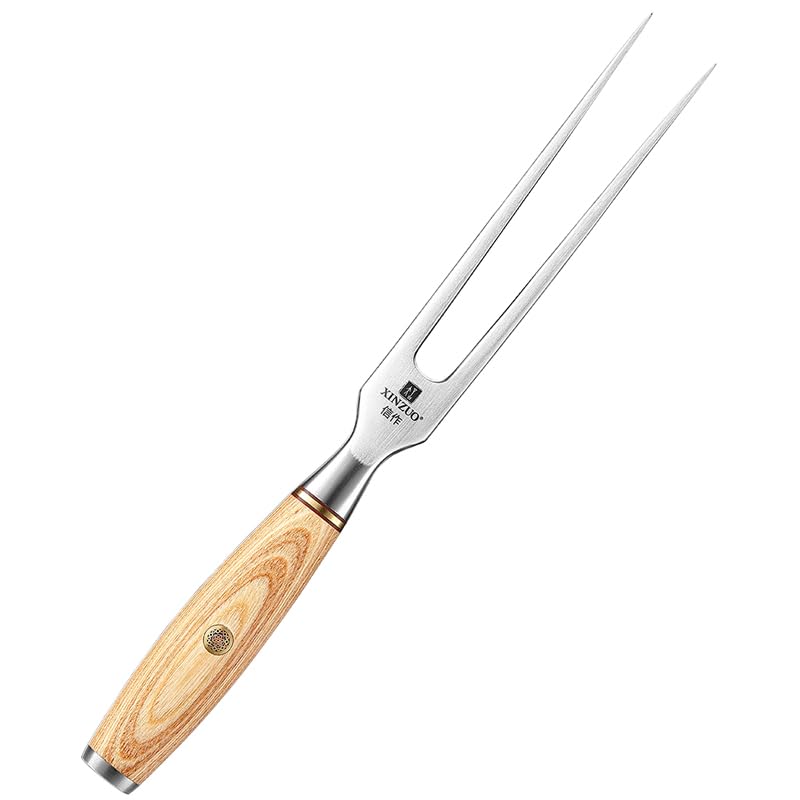 XINZUO 6″ Forged Carving Fork, Pakka Wood Handle (B37S-DRC)