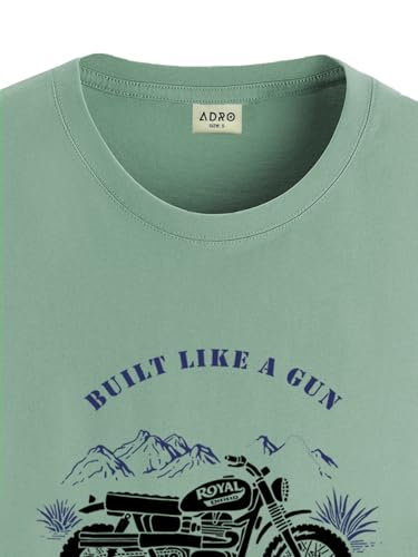 Image of ADRO Men's Royal Bike Design Printed 100% Cotton T-Shirt - Regular Fit, Printed T-Shirts for Men