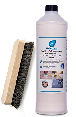 KaiserRein 1 L Teppichreiniger mit Holzbürste I Polsterreiniger für Auto, Teppich und Polster I Textilreiniger Konzentrat Teppiche Autositze I