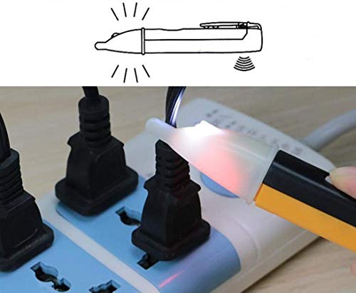 Image of Non-Contact Voltage Tester Pen 90~1000V AC - Electric Voltage Detector with LED Light and Alarm, Safe Power Sensor Tester for Home, Electricians & Professional Use - Yellow