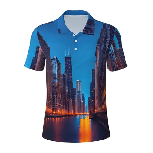 Polo homme imprimé Chicago, le t-shirt anti-plis pour bureau et gym