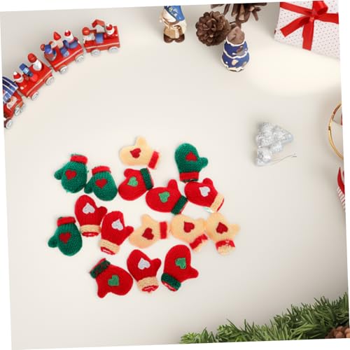 KESYOO 16pcs Mini Plush Gloves for Dollhouse and Crafting Festive Knitted Christmas Gloves for Holiday Decorations and Miniature4