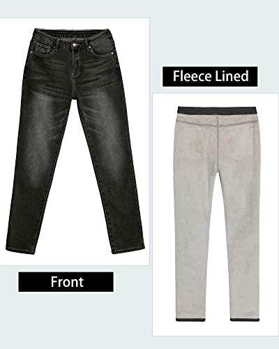 Utyful Womens Fleece Lined Jeans High Waisted Stretch Thermal Fleece Denim Jeggings Skinny Warm Leggings Lined Pants Winter4