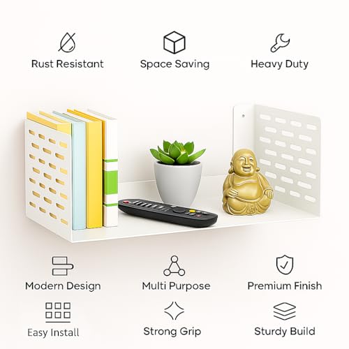 Image of Spillbox Metal Shelf |Storage Rack |Multipurpose Metal Rack|Floating Wall Shelves|Bathroom Shelves|CD /DVD Organizer|Heavy-Duty Storage|Bookshelf |Plant Stand|Lohe Ki Almari- U Shape Shelf