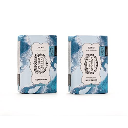 Panier Des Sens Shea Butter Natural Bar Soap Sea Mist, Bath & Body Soap Bars - Made In France 95% Natural - 2 Bars, 7Oz/200G Each #TOP25