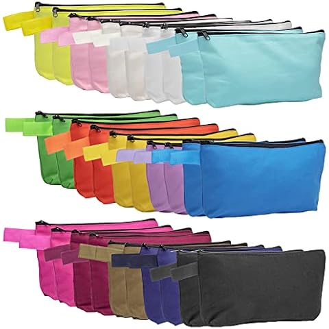 Glorlliant 30 Pieces Canvas Pencil Bag, Makeup Bags, Travel Cosmetic Bags DIY Craft Bag Canvas Pen Case Pencil Makeup Assorted Colors Zipper Pouch Bags for Girls Teens (9.84 x 5.11 x 1.96 Inch) Cover